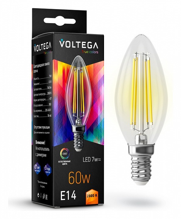 Лампа светодиодная Voltega True colors E14 7Вт 2800K 7152 фото 1 — Магазин svetno.ru